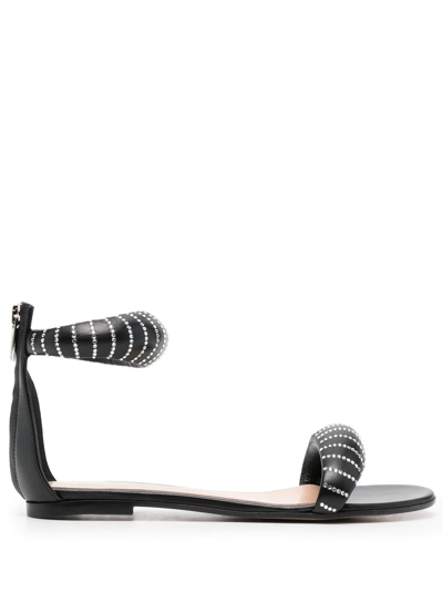 Gianvito Rossi Leather Bijoux Crystal Sandals In Black