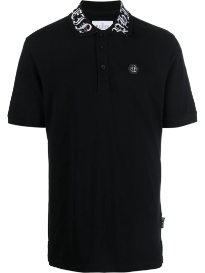 Philipp Plein Tm Short-sleeve Polo Shirt In Black