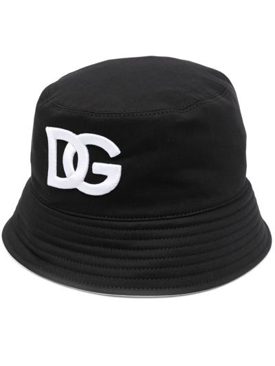 Dolce & Gabbana Black Logo Print Bucket Hat