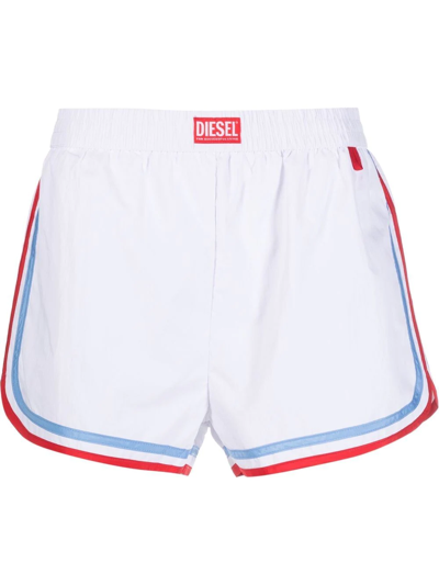 Diesel Logo-patch Swim Shorts In White