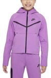 Nike Sportswear Tech Fleece Big Kids' Full-zip Hoodie In Violet Shock/black