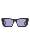 Prada 51mm Square Sunglasses In Havana Black/ White/ Violet