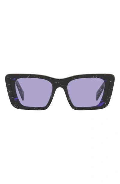 Prada 51mm Square Sunglasses In Havana Black/ White/ Violet