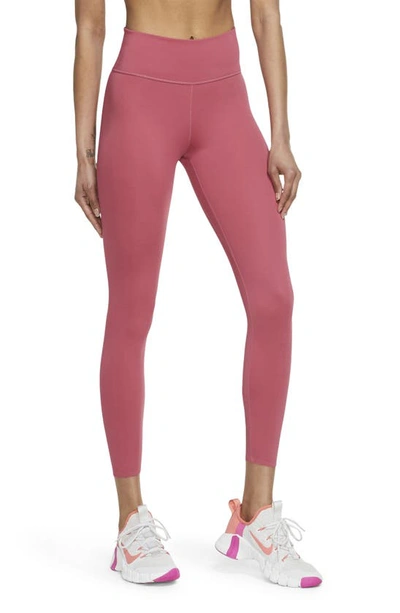 Nike Women's Dri-fit One Mid-rise 7/8 Taped Leggings In Archaeo Pink