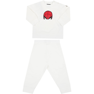 Moncler White Tracksuit For Baby Kids With Spiderman