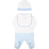 BALMAIN WHITE SET FOR BABY BOY WITH LIGHT BLUE LOGO