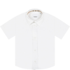 BURBERRY WHITE SHIRT FOR BABY BOY WITH BLACK LOGO
