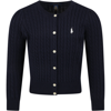 Polo Ralph Lauren Blue Cardigan For Girl With Pony Logo In Blue