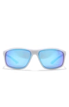 Nike Adrenaline 66mm Oversize Rectangle Sport Wrap Sunglasses In Matte Wolf Grey/ Blue M
