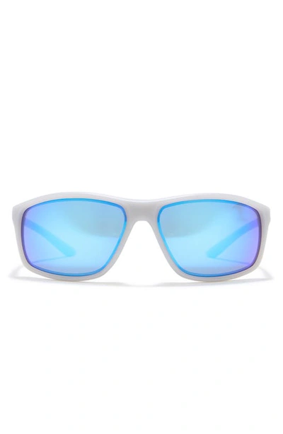 Nike Adrenaline 66mm Oversize Rectangle Sport Wrap Sunglasses In Matte Wolf Grey/ Blue M