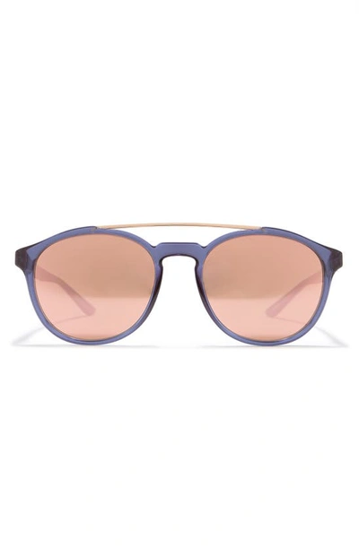 Nike Kismet 54mm Round Sunglasses In Mt Mdnght Navy/ Grey-rose Gold