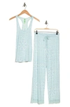 Honeydew Intimates Honeydew Lace Trim Racerback Tank & Pants 2-piece Pajama Set In Mint Bandana