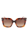 Ferragamo Gancini Chain Square Acetate & Metal Sunglasses In Classic Havana