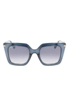 Ferragamo Gancini 51mm Rectangular Sunglasses In Transparent Blue