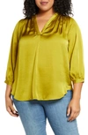 Vince Camuto Rumple Satin Blouse In Avocado