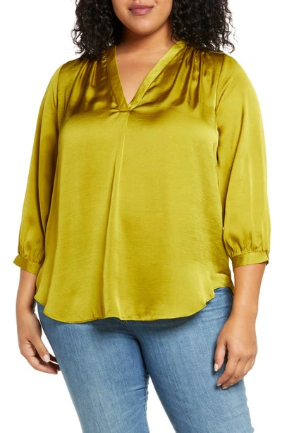 Vince Camuto Rumple Satin Blouse In Avocado