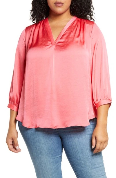 Vince Camuto Rumple Satin Blouse In Lush Coral