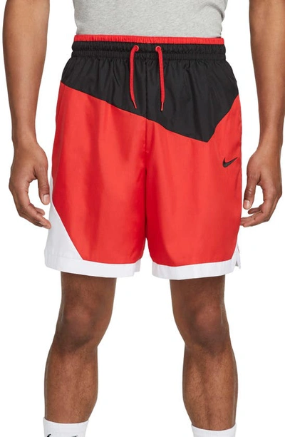 Nike Men's Dna 8" Woven Basketball Shorts In Black/univ Red/white