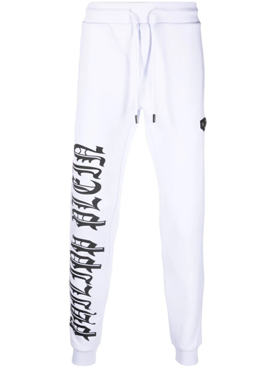 Philipp Plein Gothic Plein Cotton Track Pants In White