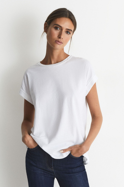 Reiss Tereza Cotton Crewneck Tee In White