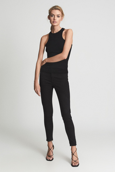 Reiss Women's Black Mid Rise Skinny Jeans