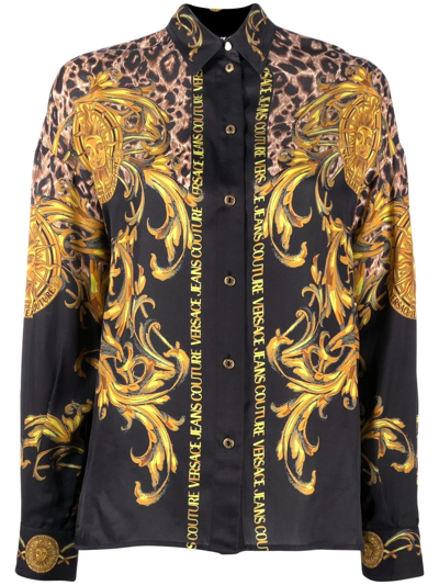 Versace Jeans Couture Barocco-print Shirt In Schwarz
