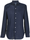 Barba Napoli Cutaway-collar Long-sleeved Shirt In Blau