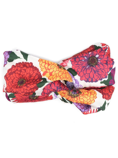 La Doublej Floral-print Headband In Zinnie