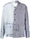 GREG LAUREN STRIPED PATCHWORK COTTON SHIRT