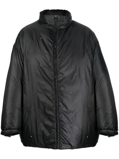 Valentino Garavani Reversible Rockstud Puffer Jacket In Black