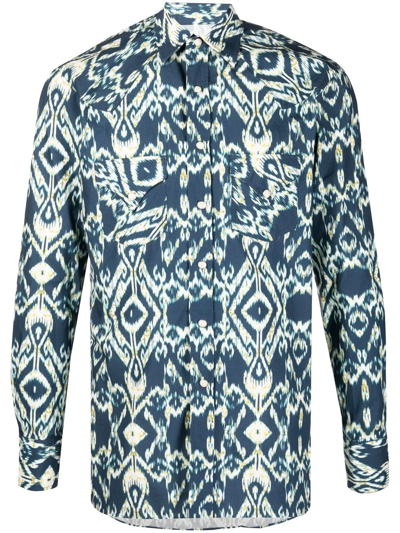 Doppiaa Abstract-pattern Cotton Shirt In Multicolor