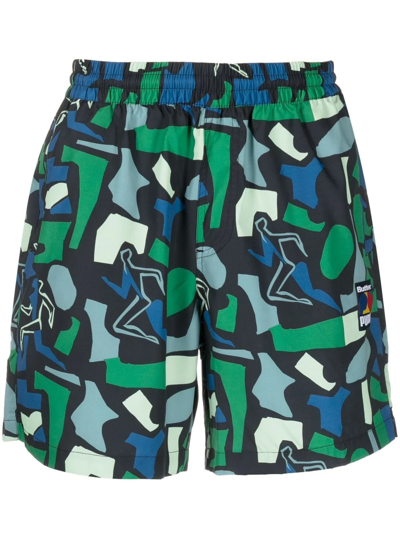 Puma Graphic-print Straight-leg Shorts In Blue