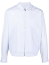 Zegna Trofeo Microstripe Comfort Fit Overshirt In Blau