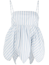Ganni Stripe-print Spaghetti-strap Top In Blau