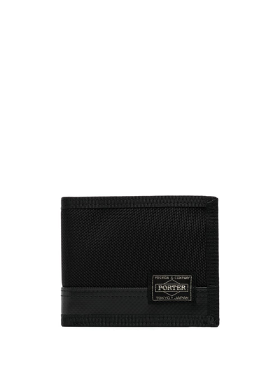 Porter-yoshida & Co Logo-patch Wallet In Schwarz