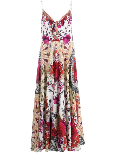 Camilla Reign Of Roses Tie-front Long Silk Dress