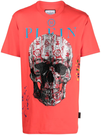 Philipp Plein Skull-print Short-sleeve T-shirt In Rot