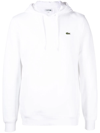 Lacoste Embroidered-logo Stretch-cotton Hoodie In Weiss