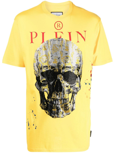 Philipp Plein Skull-print Short-sleeve T-shirt In Gelb