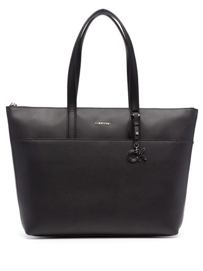 Calvin Klein Large Faux-leather Tote Bag In Schwarz