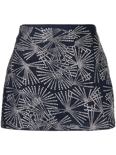 Coperni Stud-embellished Denim Mini Skirt In Navy Silver
