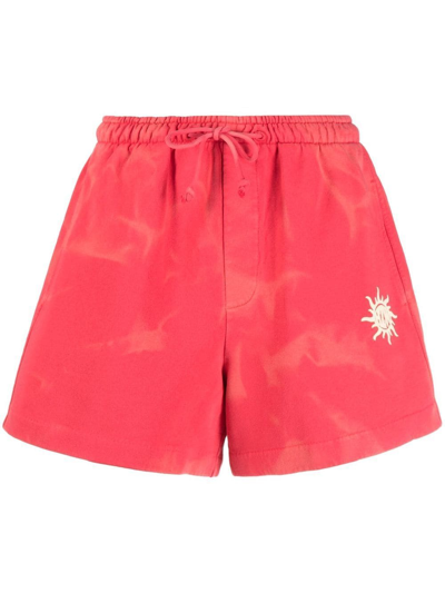 Holzweiler Tie-dye Cotton Shorts In Rot