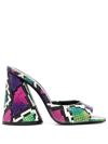Attico Luz Multicolored Embossed Mule Sandals In Violett