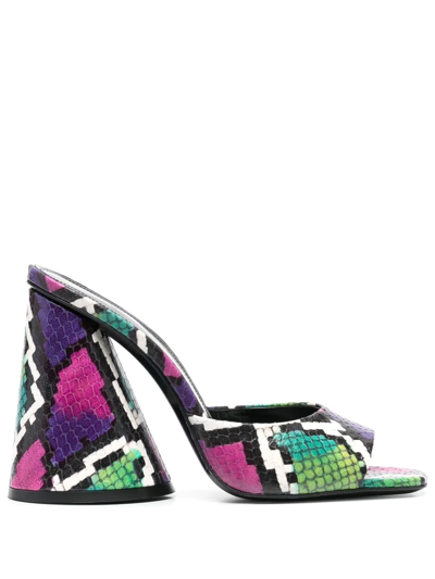 Attico Luz Multicolored Embossed Mule Sandals