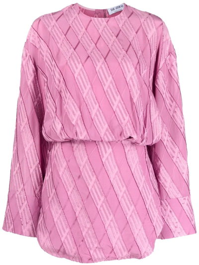 Attico Striped Long Sleeve Dress In Mauve