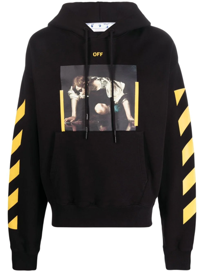Off-white Man Black Caravaggio Painting Hoodie With T-shirt In Black White