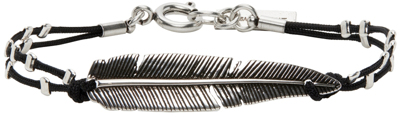 Isabel Marant Black & Silver Feather Bracelet In Bksi Black/silver