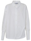 Attico Diana Oversize Split Hem Cotton Button-up Shirt In White