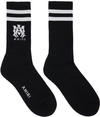 Amiri Black & White Ribbed M.a. Socks