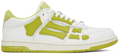 Amiri Skel-top Neon Colour-block Leather Sneakers In White